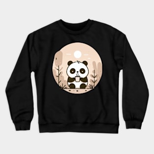 Panda’s Day Out - little cute panda addicted to little black coffee with milk Crewneck Sweatshirt